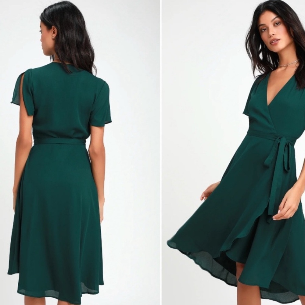 Elegant Green Wrap Dress
